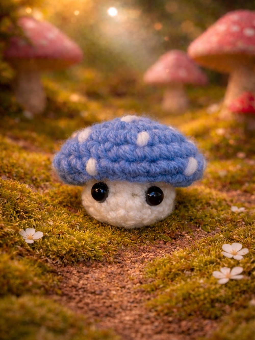 Crochet Popping Mushroom Spring Periwinkle